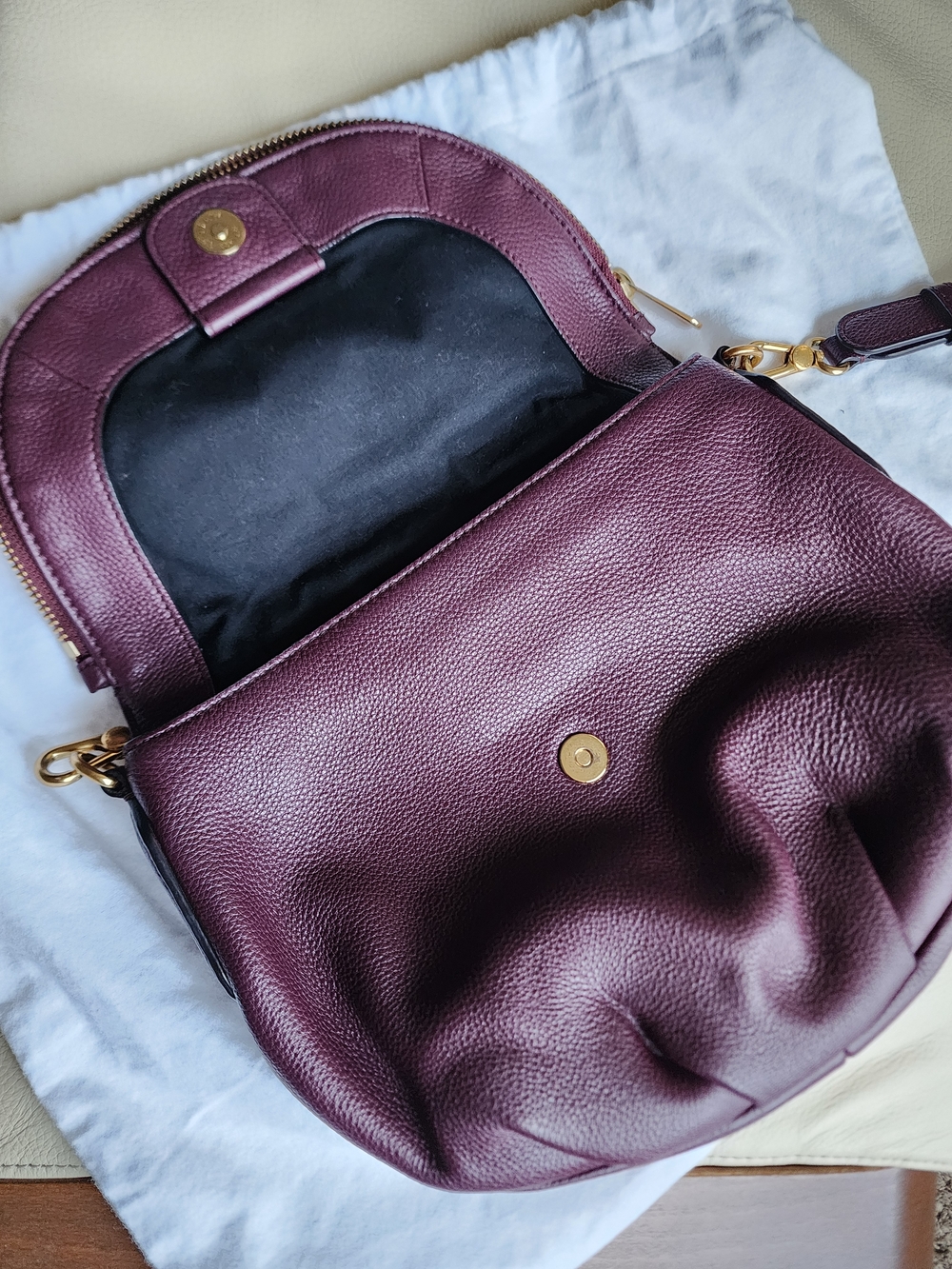 Marc by Marc Jacobs Plum Pebbled Leather Crossbody with Gold Hardware - Picture 2 of 6